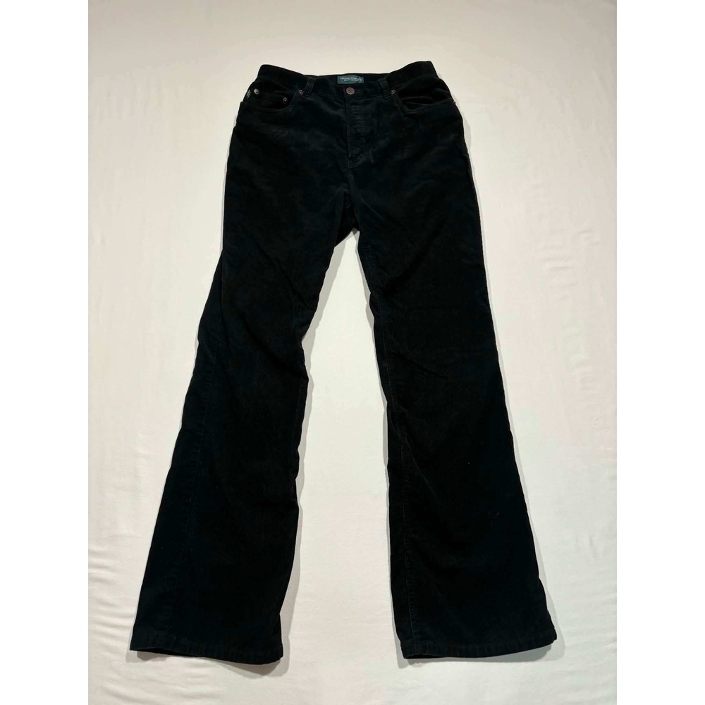 Lauren Jeans Co‎ Ralph Lauren Black Corduroy Pants High Rise Straight Leg Size 6